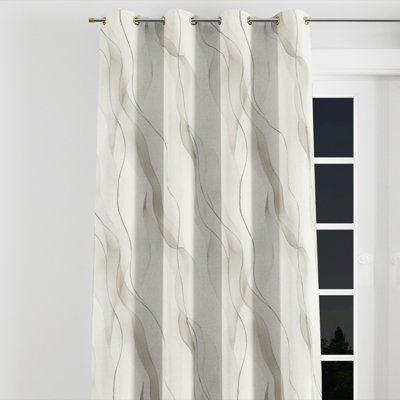 Abstract Room Darkening Curtains - Modern Quiet Lines Grommet Curtain - 1 Panel