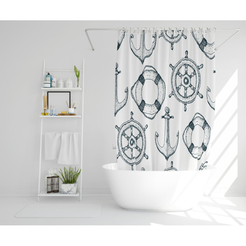 Alisha Polyester Shower Curtain Set, 168cm H x 168cm W