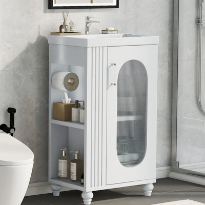 Bathroom Vanity with Sink, Bathroom Vanity Cabinet with Two-tier Shelf, Adjustable Shelf