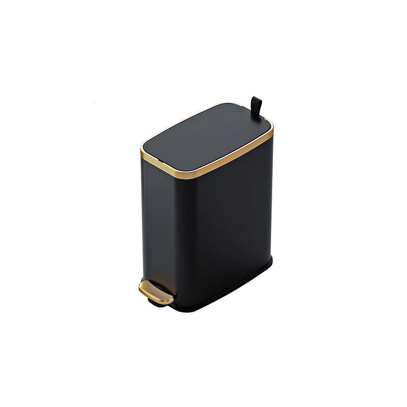 CEROELDA Cestino Piccolo Per Bagno Con Coperchio Soft-Close - 5L, Acciaio Inox, A Pedale, Sottile, Con Filtro Deodorante - Nero