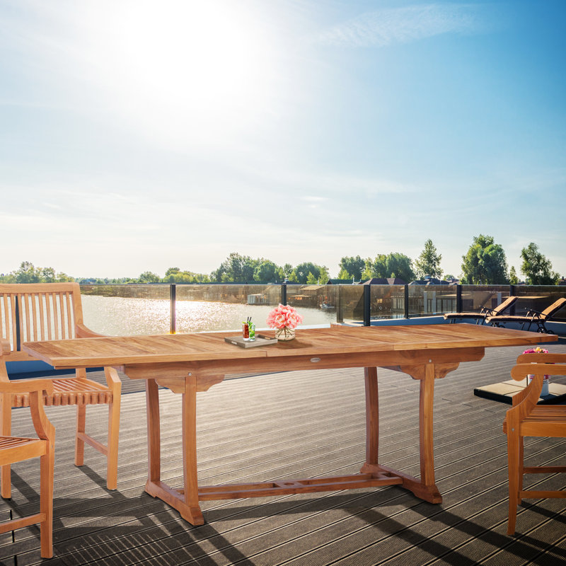 Daina Rectangular Teak Solid Wood Extendable Outdoor Dining Table Yes , 71 " W 43 " D