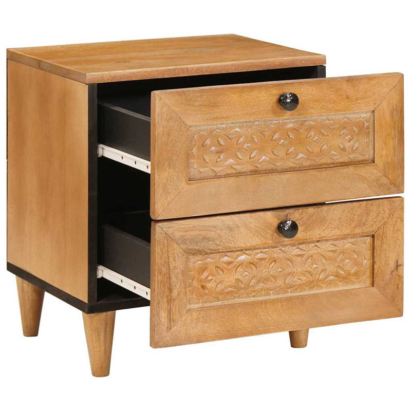 40cm W Solid Wood Bedside Table, Light Brown