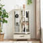 Armoire en verre cerisier avec tablettes réglables, 2 portes et tiroir pour une présentation et un rangement élégants-542458915