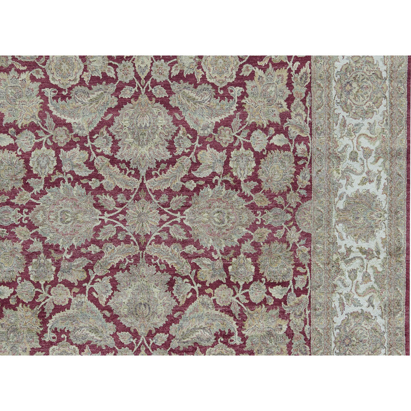Tapis rouge et crème noué à la main de haute qualité