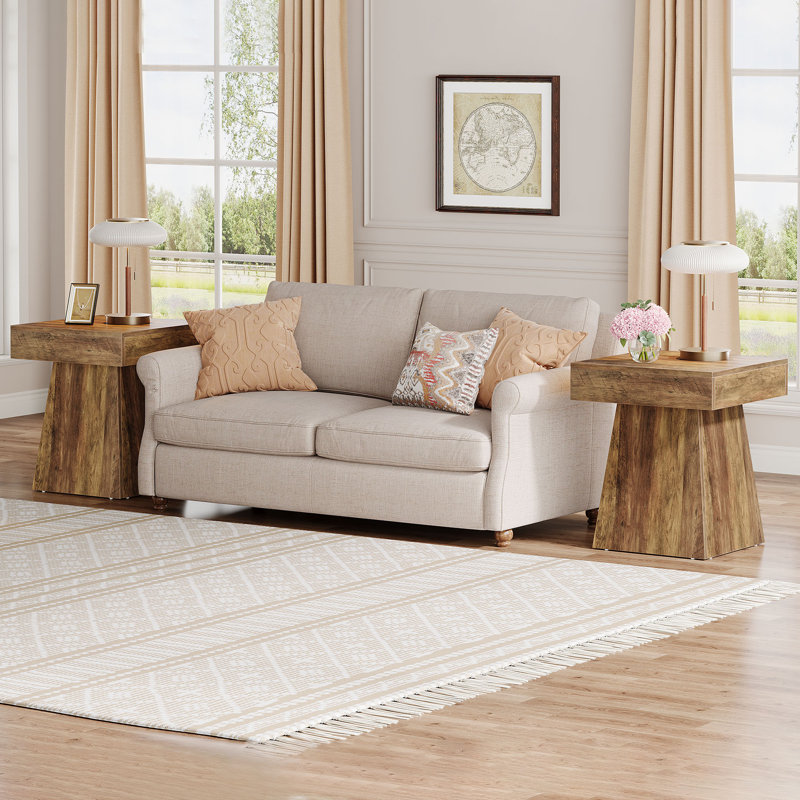 Tray Top Pedestal Side Table Set