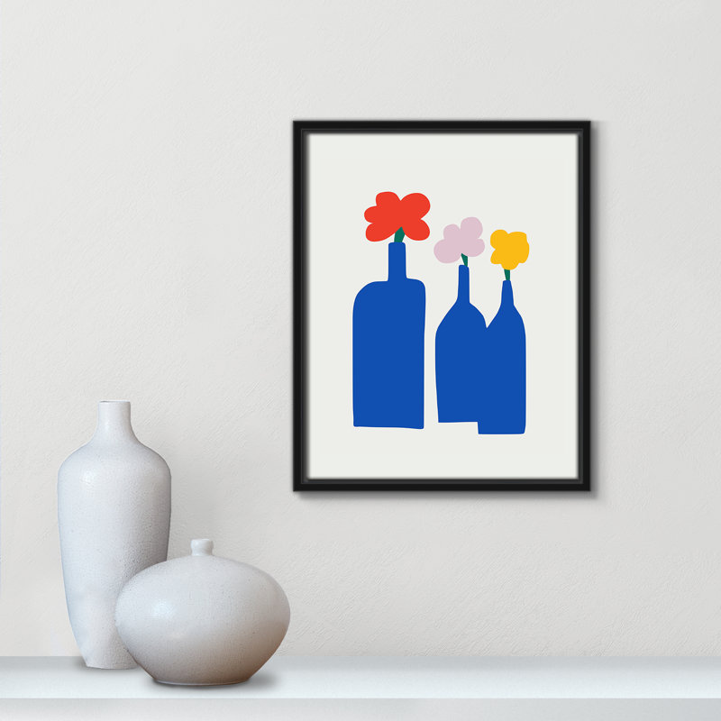 «Bold Blooms Trio Print» par Dean, Framed Canvas, L 12,5 po x H 15,5 po, Cadre flottant noir