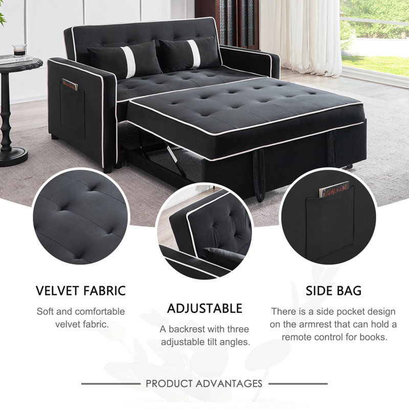 Canapé moderne, mobilier de salon multifonctionnel, canapé-lit qui permet d'économiser de l'espace pour les chambres d'amis et les espaces de vie (noir)