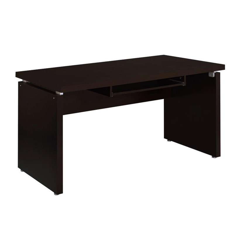 Bureau d'ordinateur au fini cappuccino, plateau à clavier inclus, forme rectangulaire, et fiable pour le bureau ou le bureau, fabriqué à partir d'un panneau de particules avec tiroir, bureau, usage domestique, fabriqué en
