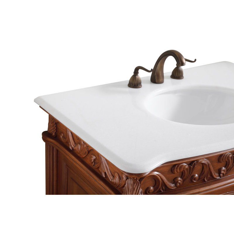 Ensemble de meuble-lavabo simple 36 po Aurillac, Teck, Blanc pur