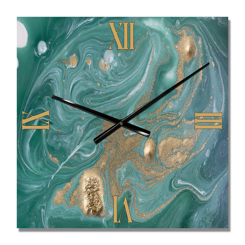 Horloge murale Glam Nature et marbre doré, Très grand