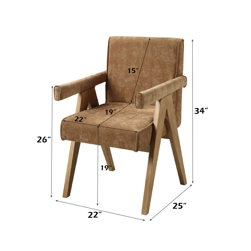 Ensemble de 2 chaises de salle à manger en chenille chocolat Zoey