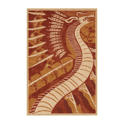 Machine Washable Palvinder Global Inspired Block Print Rug in Brown – Binding