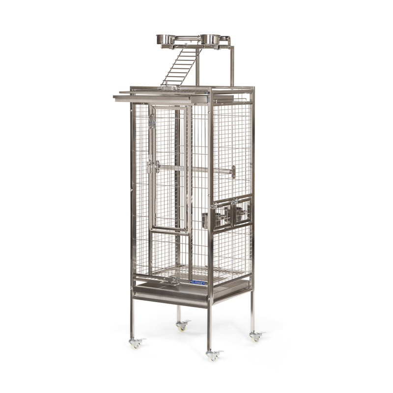 Cage à oiseaux en acier inoxydable de avec roues / roulettes Keeling, 61,25 po H x 17,75 po l x 17,75 po P
