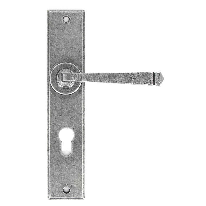 Avon Lock Door Handle, Pewter Patina