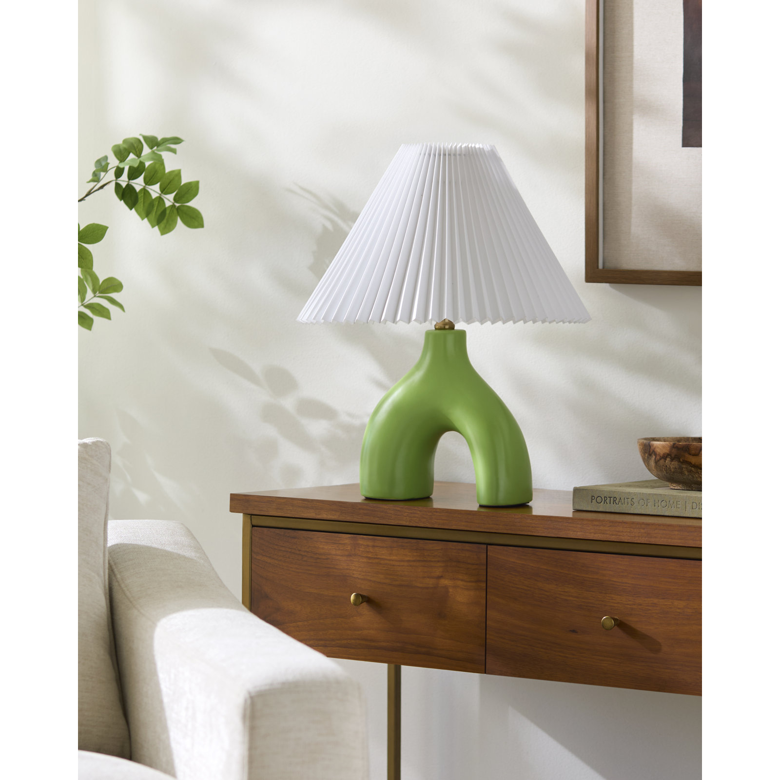Celes Table Lamp, Grass Green, White