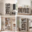 Grande bibliothèque en bois à 6 niveaux avec bordure ondulée ondulée, bibliothèque autoportante pour le salon, la chambre, le bureau, la bibliothèque