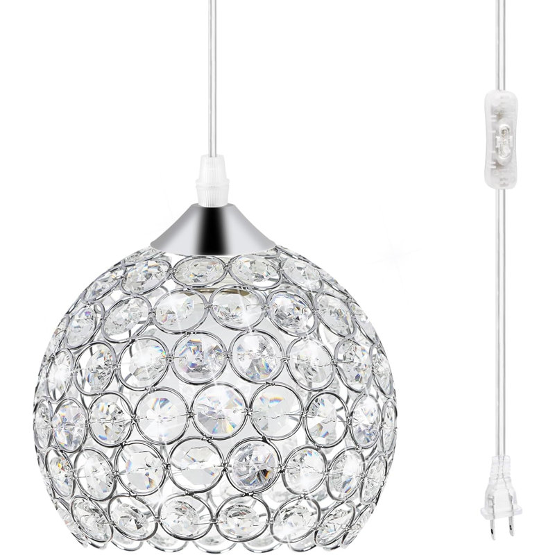 Lustre en cristal à brancher avec cordon long 13,12 pi et interrupteur marche / arrêt, luminaires suspendus suspendus avec cordon d'alimentation pour îlot de cuisine