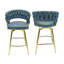 Ensemble de tabourets de bar 26 po en suède de 26 po avec tabourets de bar sans pieds réglables, 360 tabourets de bar pivotants et tabouret de bar avec repose-pieds