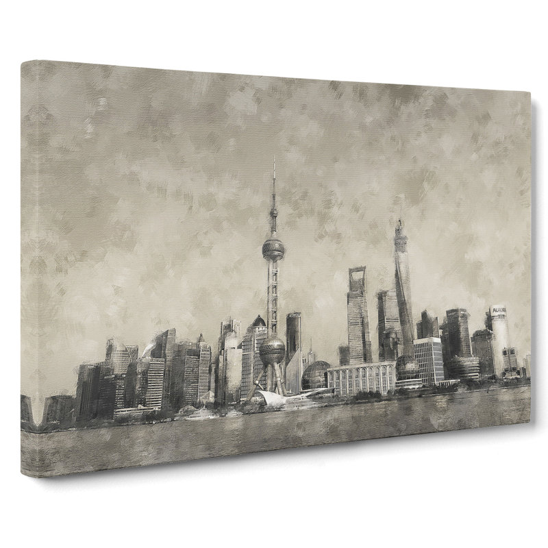 Shanghai Skyline Vol.2 - Wrapped Canvas Painting, 35cm H x 50cm W x 3cm D