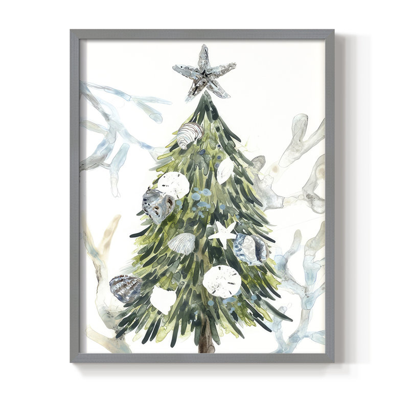 Coastal Christmas Shell Collection, reproduction encadrée B - bois massif, Gris, H 30 po x l 24 po