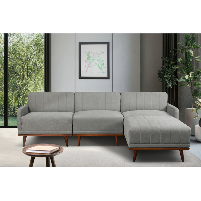 Sjard 4 Seater Sofa & Chaise, Grey Polyester Blend, Right Hand Facing