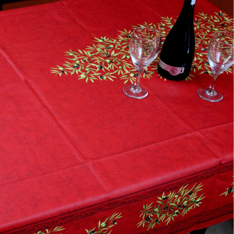 Bonnetsville Floral 100% Cotton Tablecloth, Crimson Red, 7