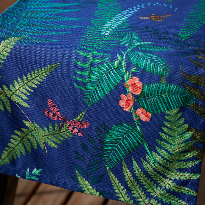 Woodland Fern Shower Proof Outdoor Cotton Dining Table Runner