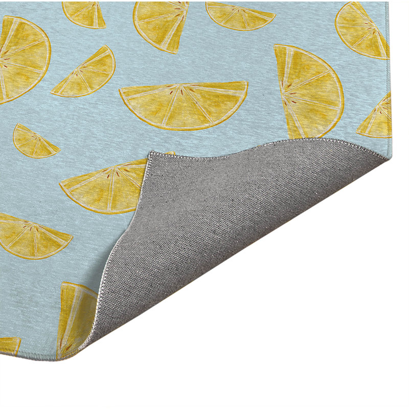 Tapis de cuisine antidérapant Summer Lemon, Rectangle 4pi x 6 pi, Bleu nuage