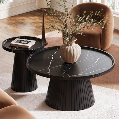  Ensemble de tables basses gigognes 2 pièces Mid Century Modern