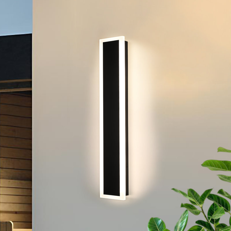 Modern Outdoor Wall Lights, 2 Pack Long Wall Sconce, Lighting Fixtures Long Wall Light Waterproof Ip65 Black Exterior Sconce Led Linear Light For Garage, Patio.