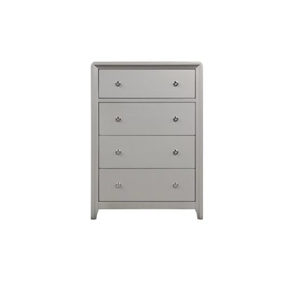 Luxueux commode 1 pièce nickel brossé sur poignées 4 tiroirs à queue d'aronde anglaise avec glissières en métal finition champagne