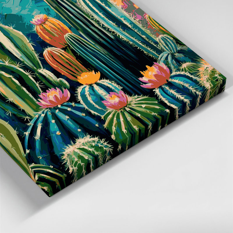 «Southwestern Cowboy Cactus», art sur toile vert à motif 64, H 24 po x l 36 po