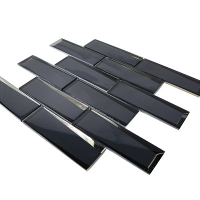 Gesele 12" x 12" Beveled Glass Brick Joint Wall Tile