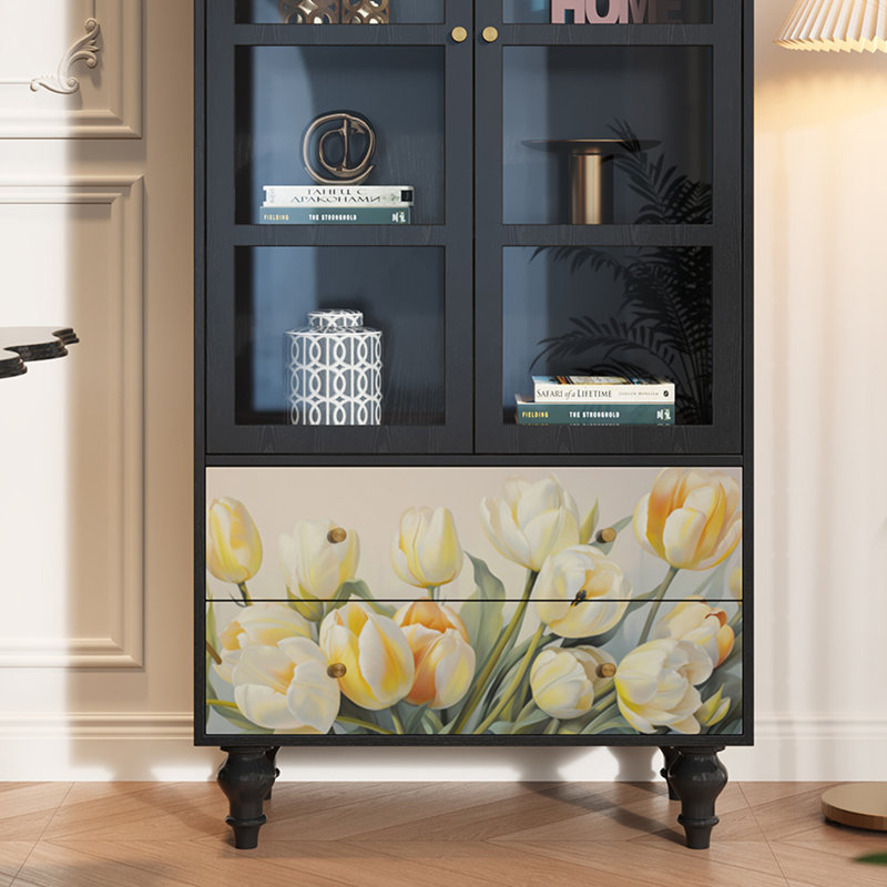 Vitrine en bois massif Floral