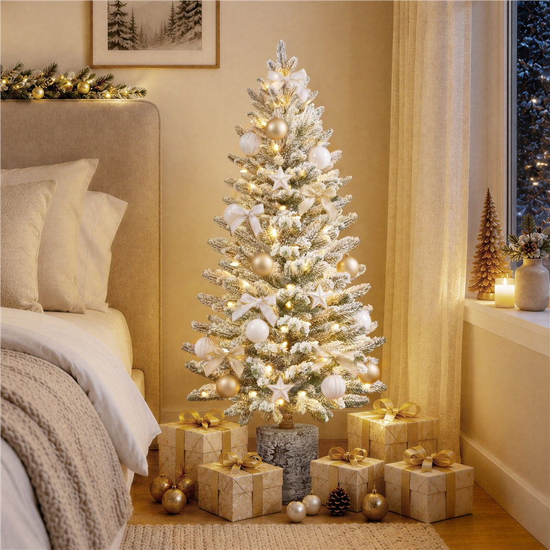 Lighted Artificial Fir Christmas Tree, 4ft H