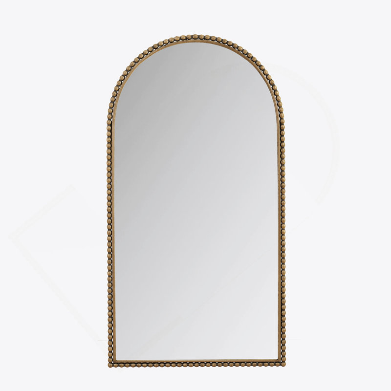 Iron Arch Retro Full Length Mirror With Supporting Feet, For Living Room, Bedroom (Gold), Brown