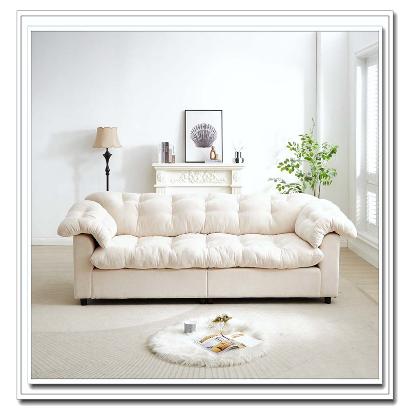 Canapé rembourré moelleux 94,8 po, Beige