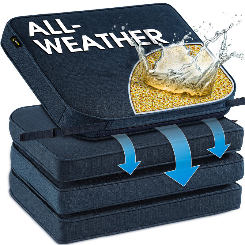 SUNROX All-Weather Outdoor Chair Cushion, 18.5" H x 16" W, Navy