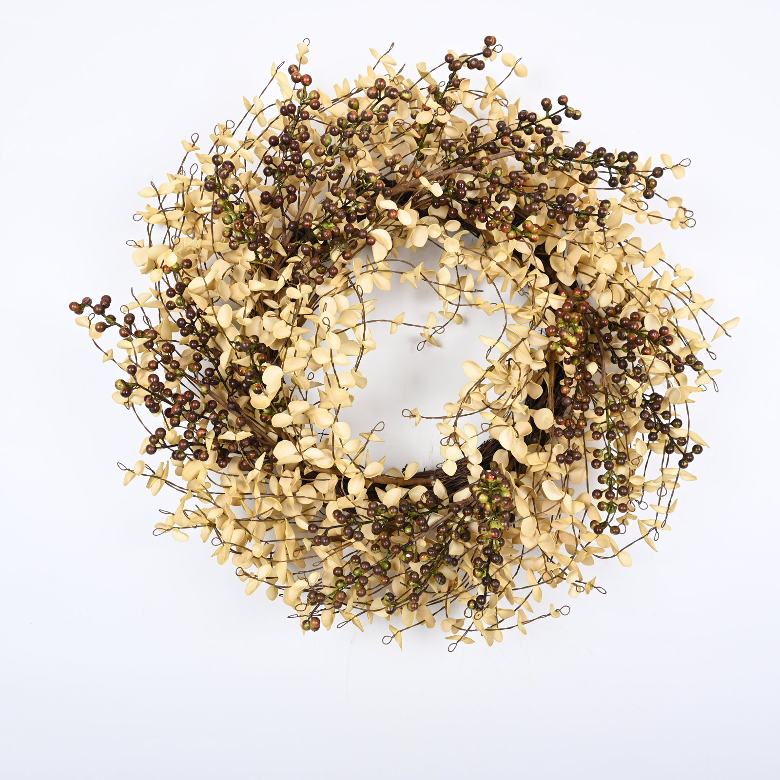 Artificial Farmhouse Fall Harvest Twig Blossoms Cluster Greenery Mini Eucalyptus Berry Thanksgiving Day Decor Front Door Wreath