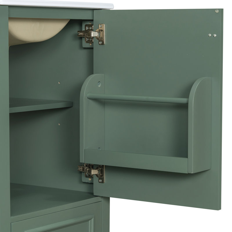 Meuble-lavabo 20 po avec lavabo en céramique, Vert