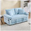 Canapé-lit futon convertible 3-en-1 avec causeuse capitonnée, canapé-lit escamotable et poches latérales pour un salon polyvalent