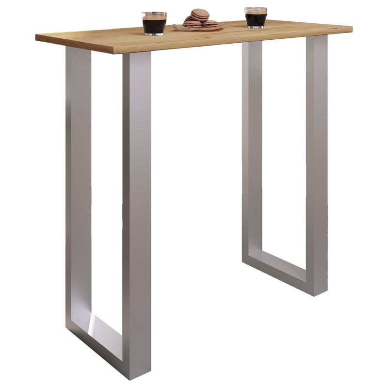 Xona Bar Table, Wood, Matt brushed nickel, 102cm H x 110cm W x 50cm D