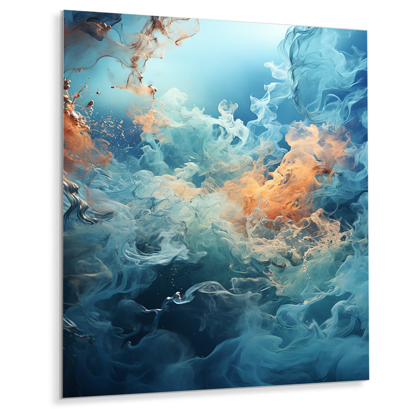 «Marine Blue And White Fusion I» sur, H 32 po x l 24 po