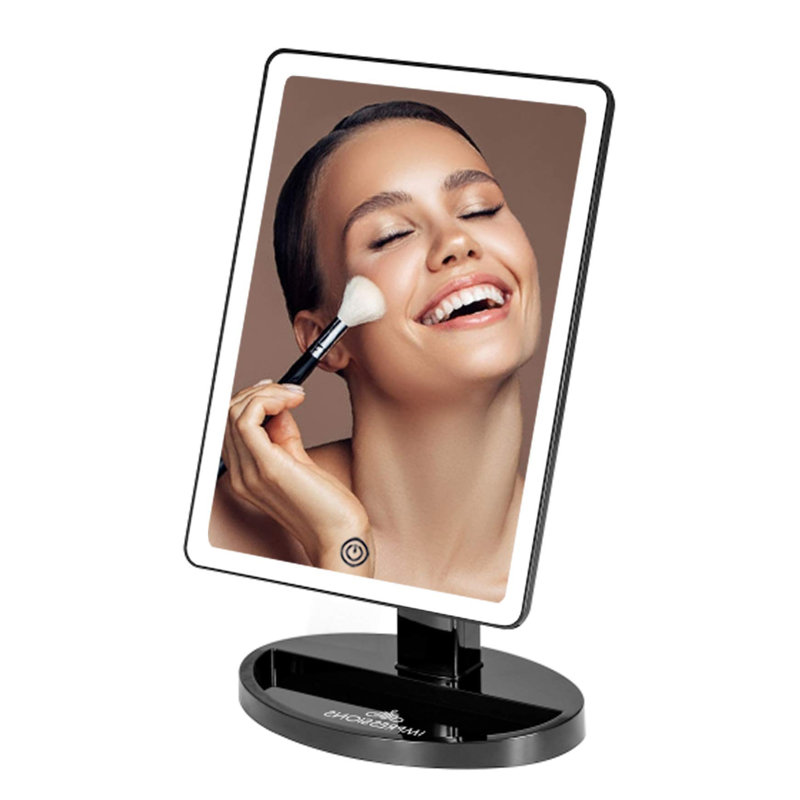 Touch Ultra LED Lighted Makeup Mirror with Tabletop Lighted Cosmetic Mirrors with 360 Degree Swivel, Black