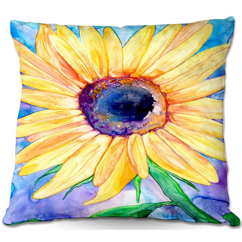 Coussin décoratif carré tournesol, 16 po x 1 po