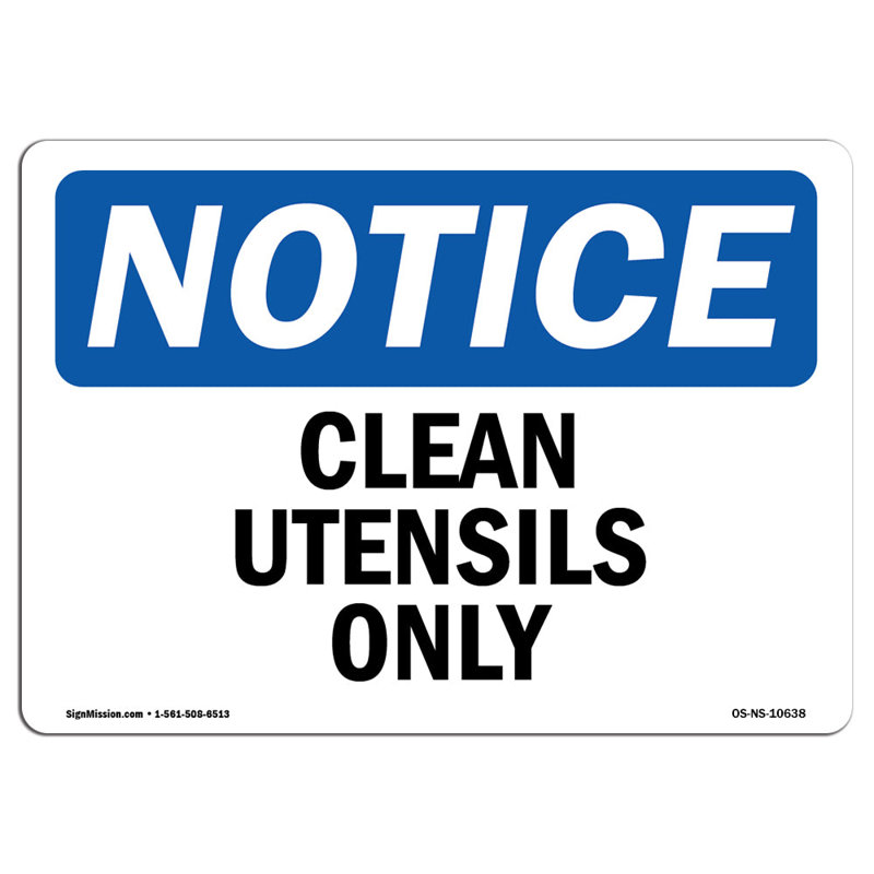 Clean Utensils Only Sign