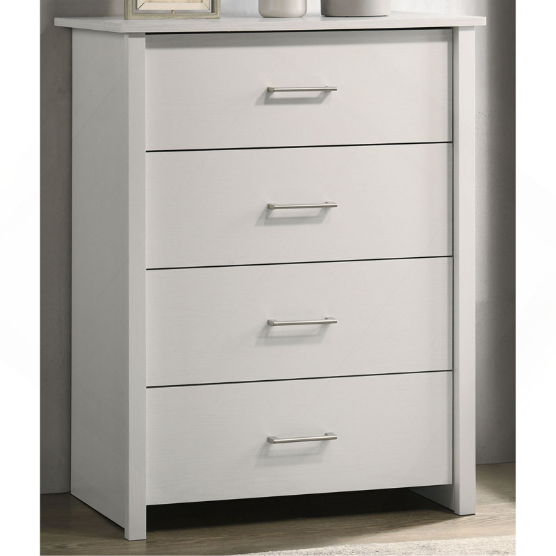 Commode 4 tiroirs avec poignées, Blanc