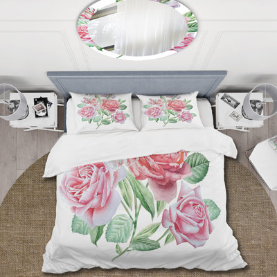 Spring Flowers Alstroemeria Rose - Ensemble de housse de couette traditionnel - Microfibre de polyester