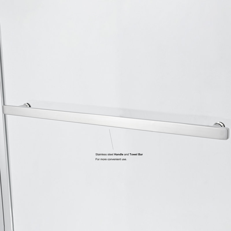 Polished Chrome Frameless Hinged Tub Door with Tempered Glass