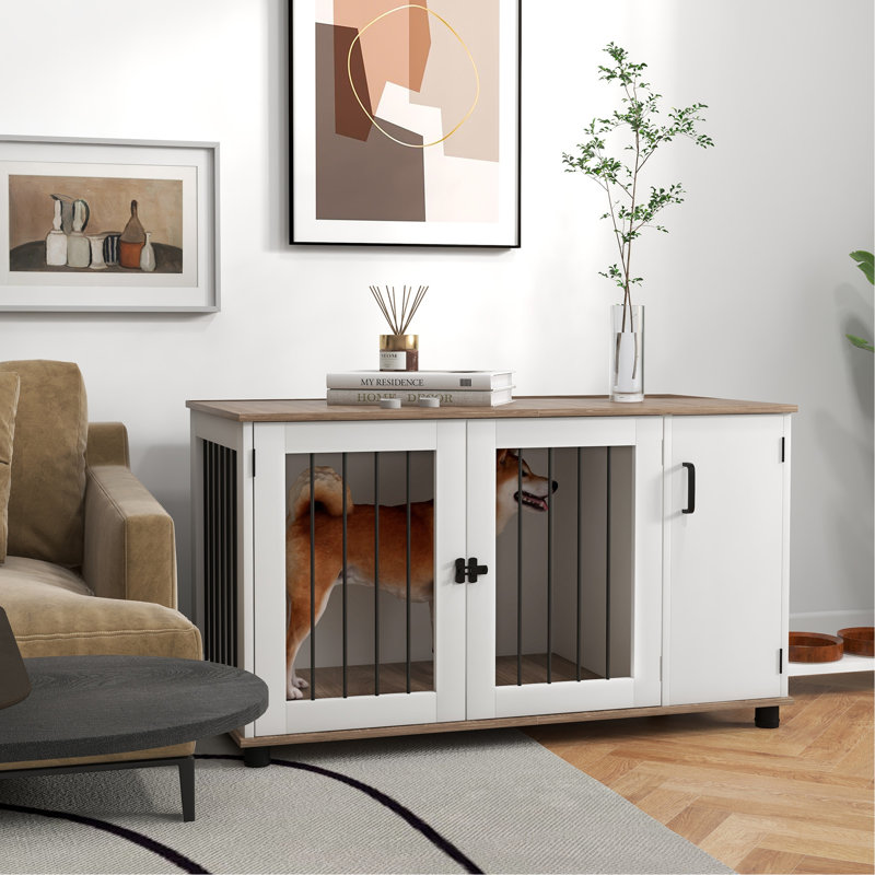 Table d'appoint pour chien avec rangement et cage intérieure pour chien